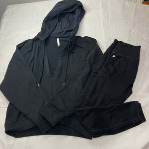 Fabletics 2-Piece Activewear Set: V-Neck Pullover Hoodie and Pocket Leggings